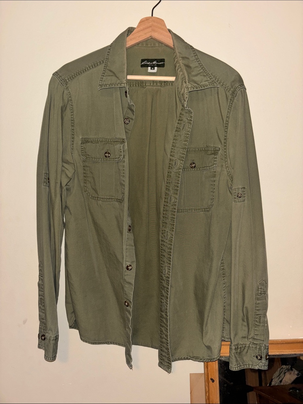Eddie Bauer Vintage Men’s Olive Green Utility Shirt size M